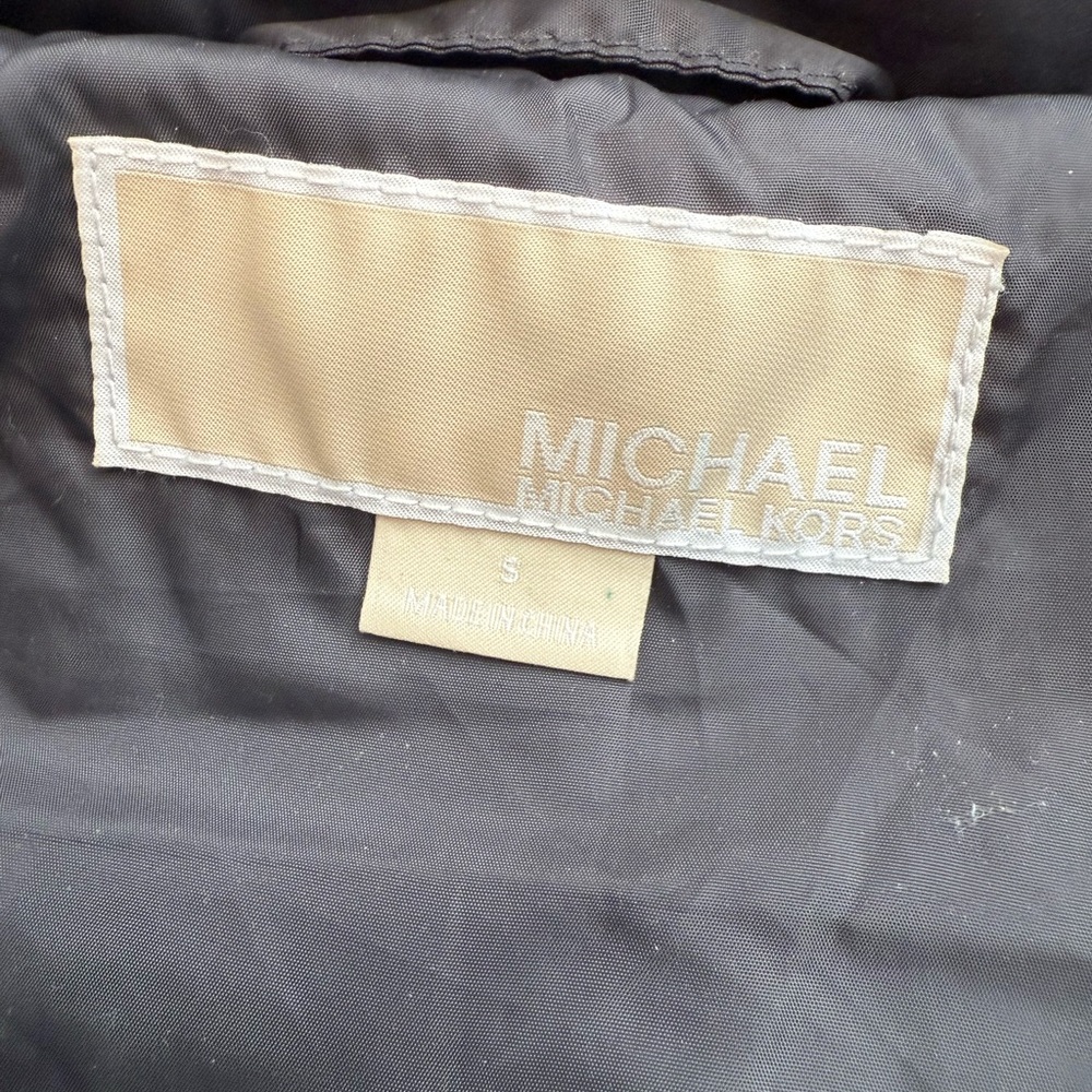 Michael Kors Gray Quilted Coat with Faux Fur Hood - Picture 7 of 10